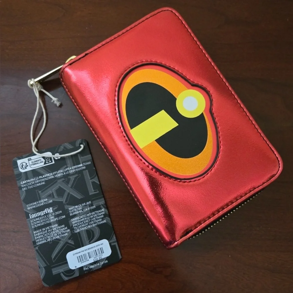 The Incredibles 20th Anniversary Metallic Cosplay Zip Around Wallet NWT